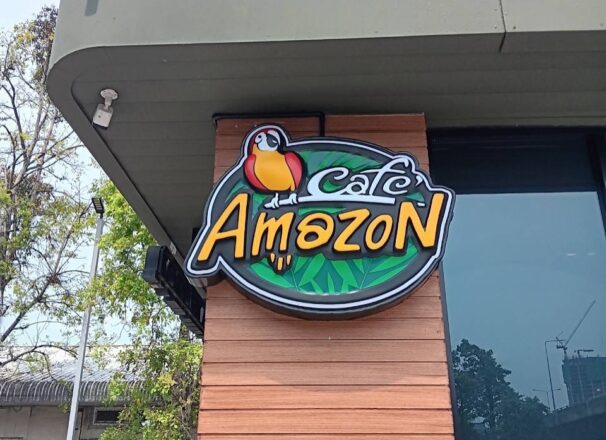 ติดตั้งป้ายไฟ Cafe Amazon - ME Engineering รับทำป้ายไฟ